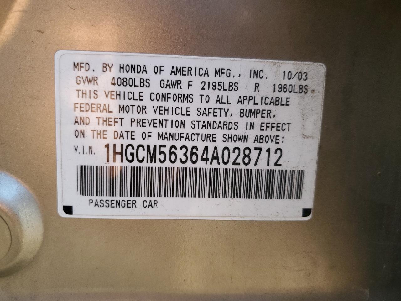 2004 HONDA ACCORD