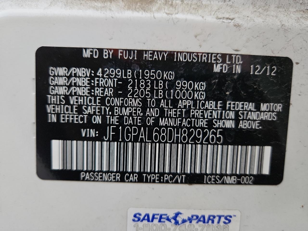 2013 SUBARU IMPREZA