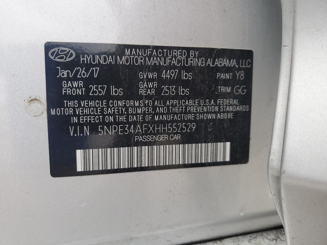 2017 HYUNDAI SONATA