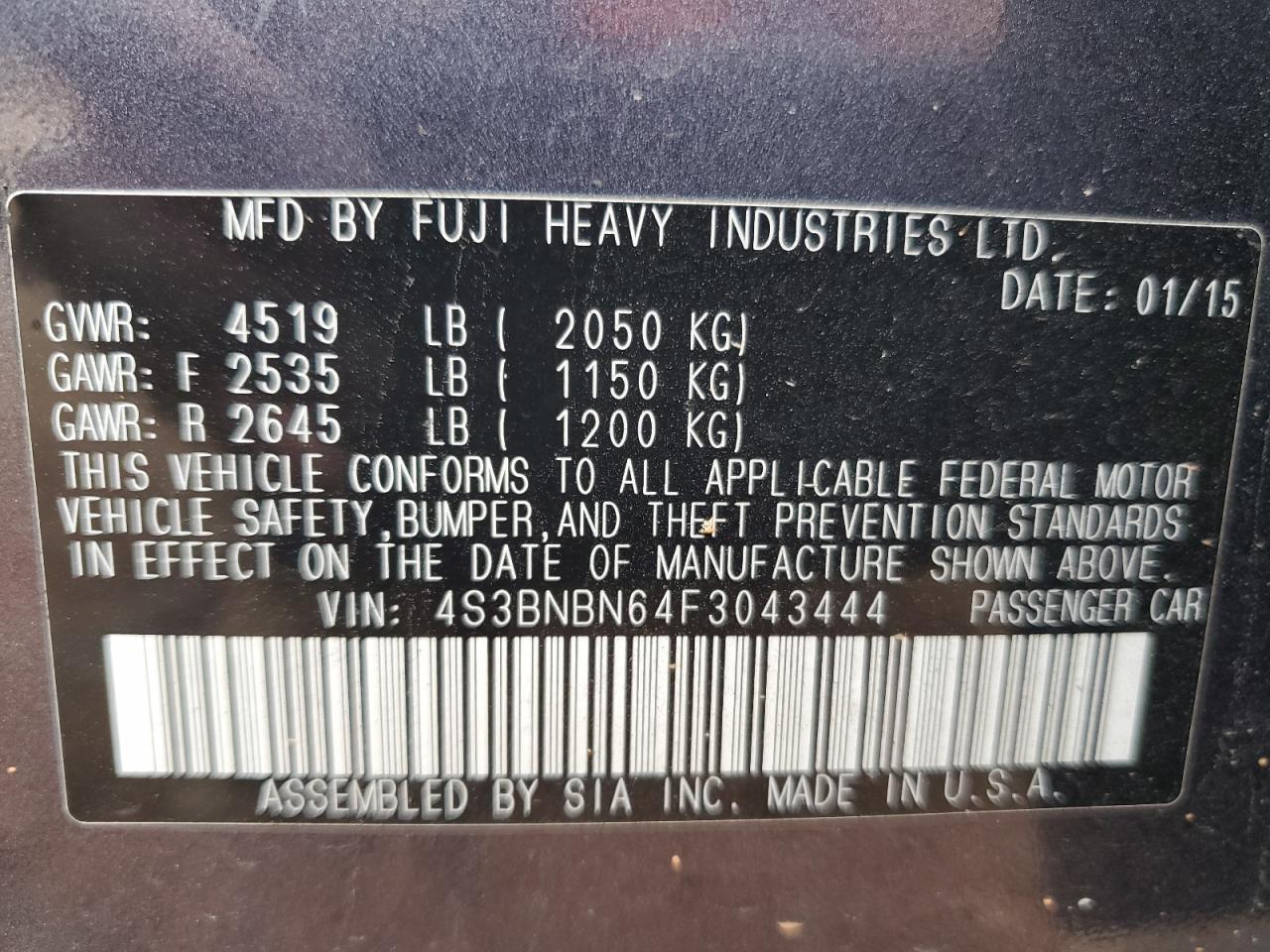 2015 SUBARU Legacy