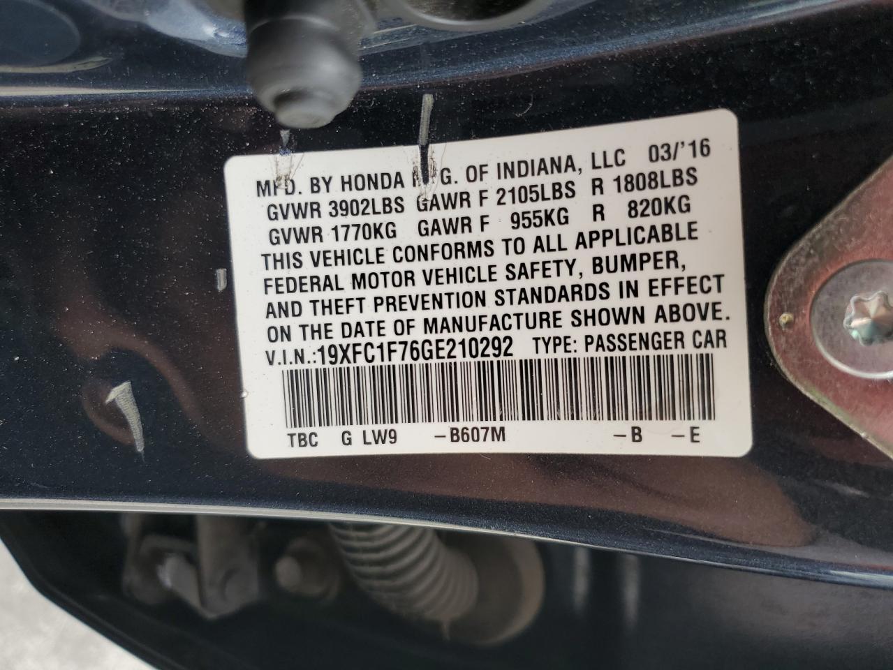 2016 HONDA CIVIC