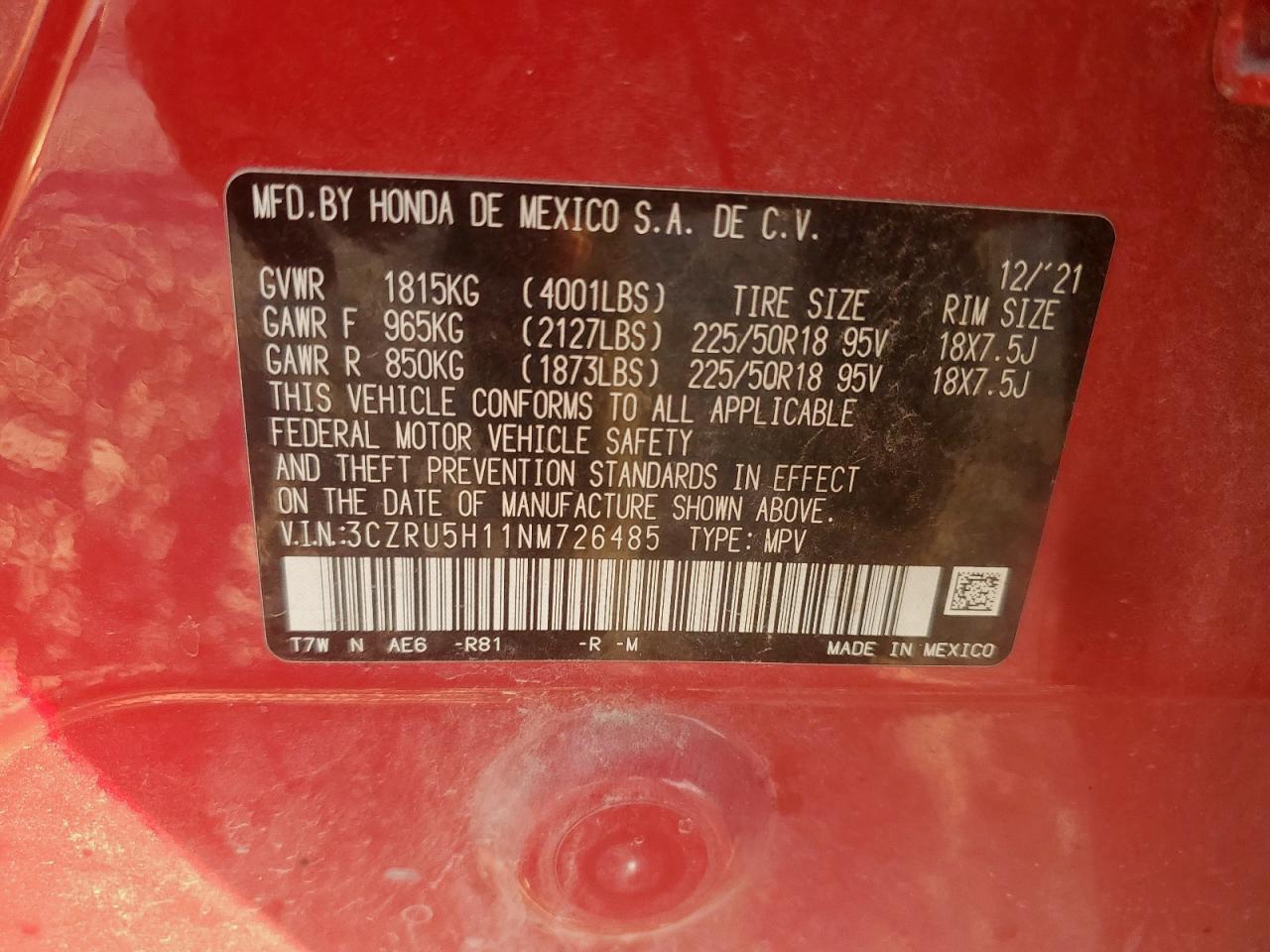 2022 HONDA HR-V