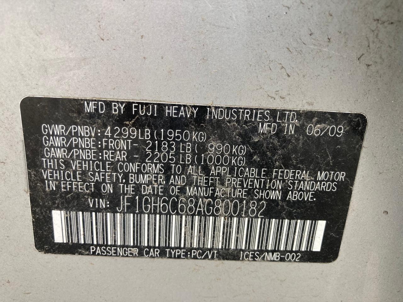 2010 SUBARU IMPREZA