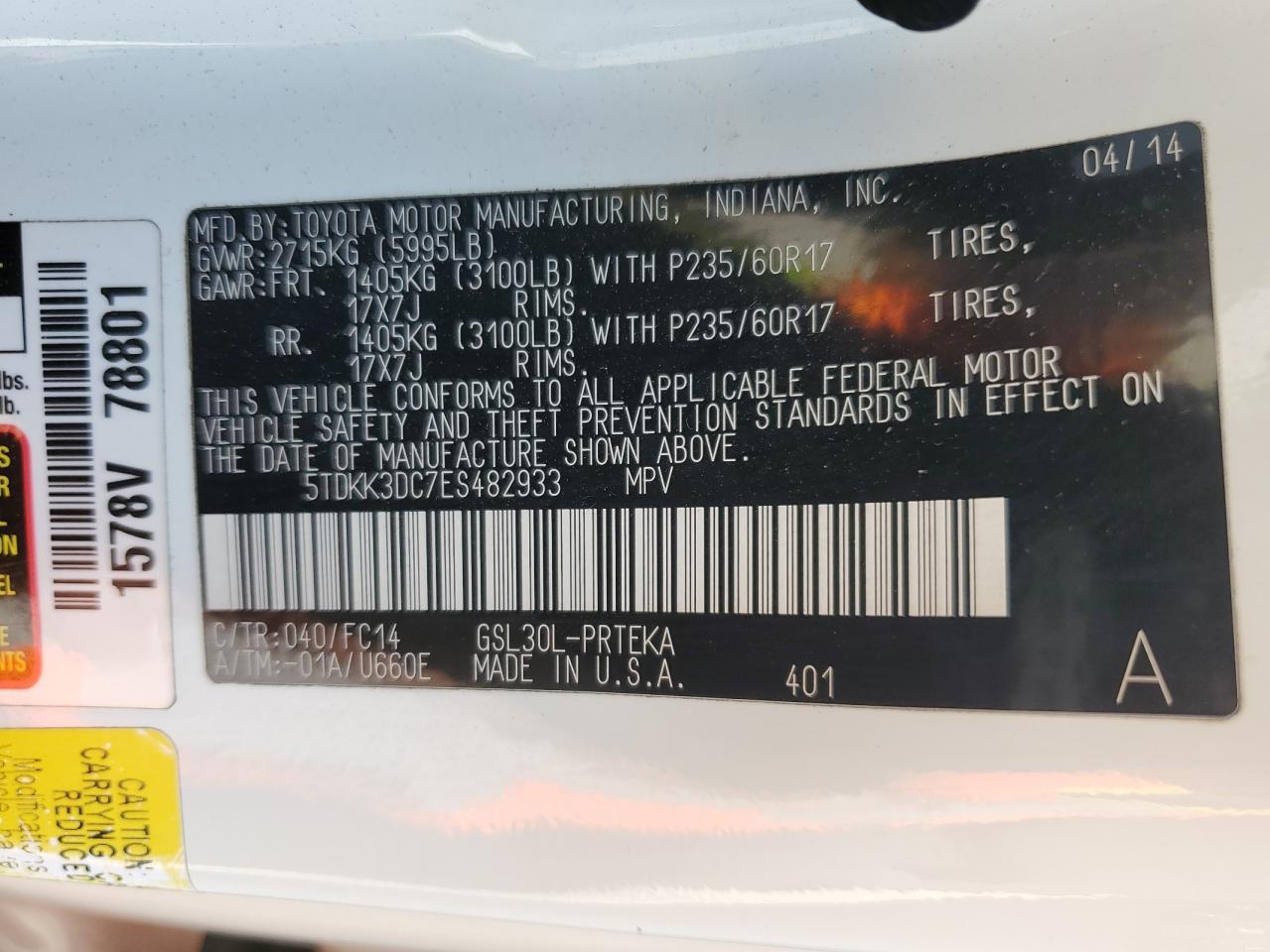 2014 TOYOTA SIENNA