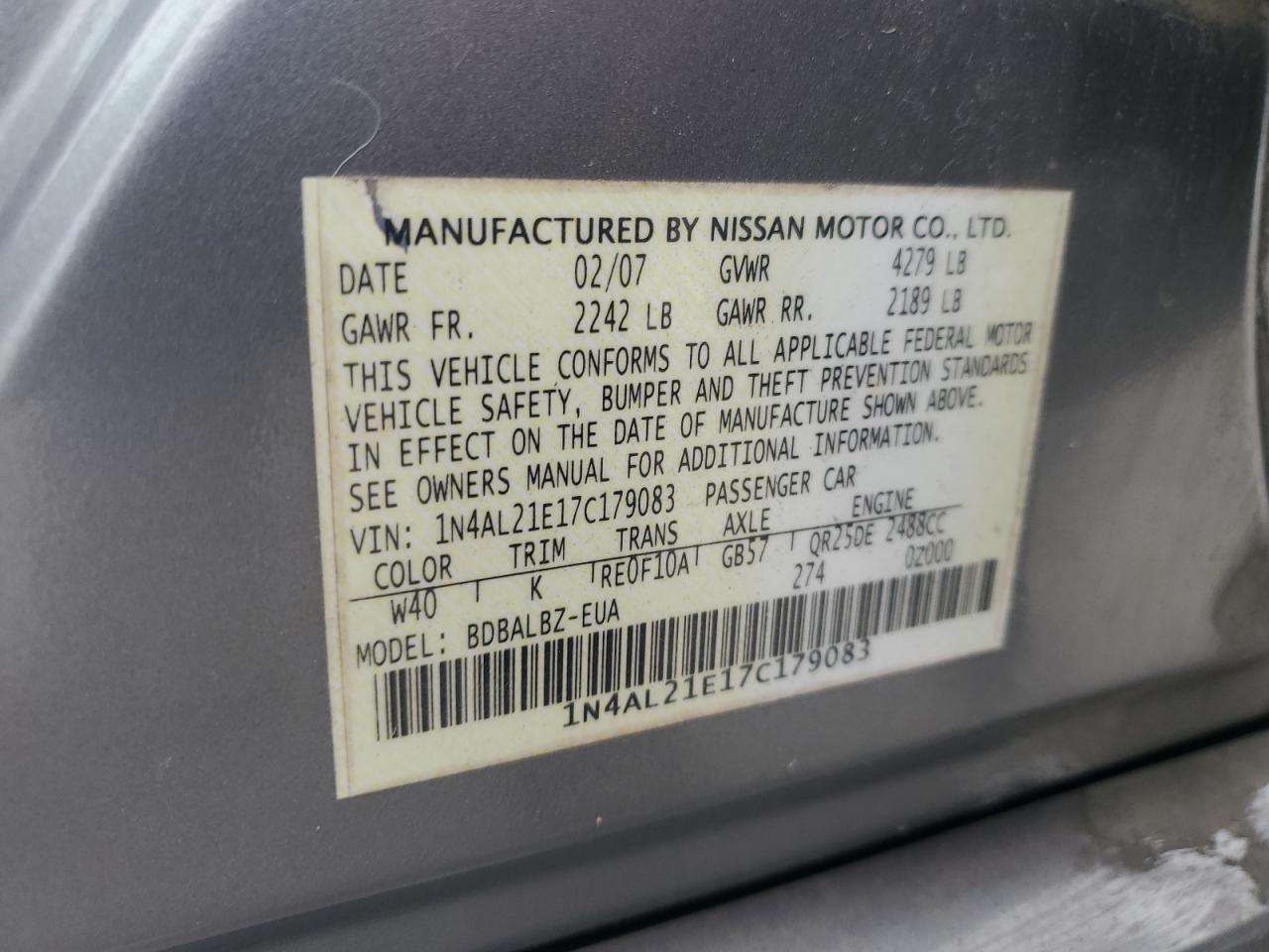 2007 NISSAN ALTIMA