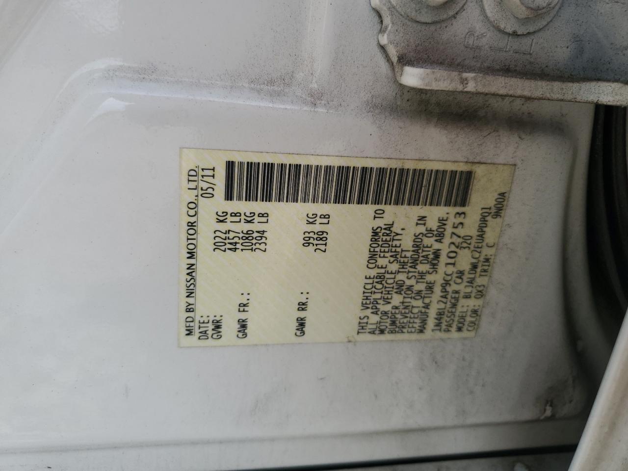 2012 NISSAN ALTIMA
