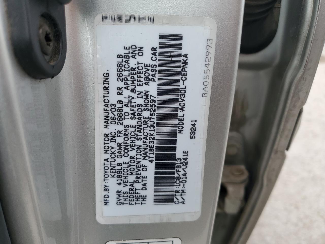 2003 TOYOTA CAMRY