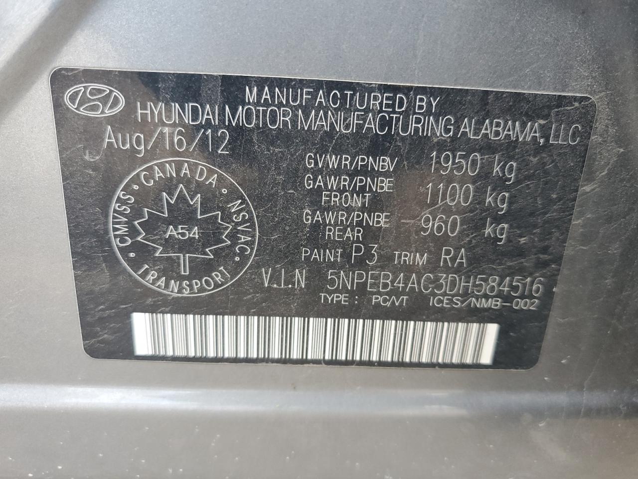 2013 HYUNDAI SONATA