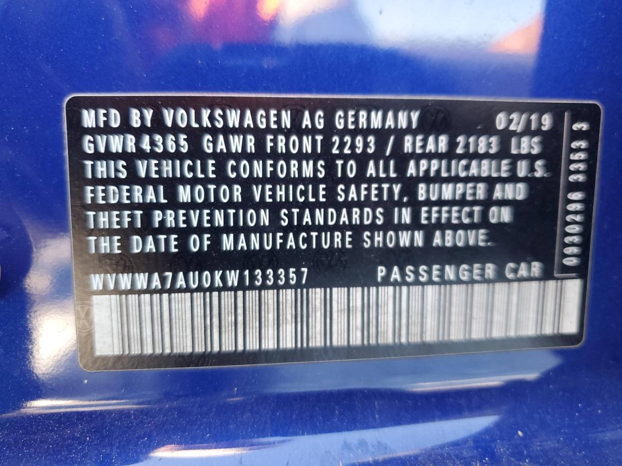 2019 VOLKSWAGEN Golf R