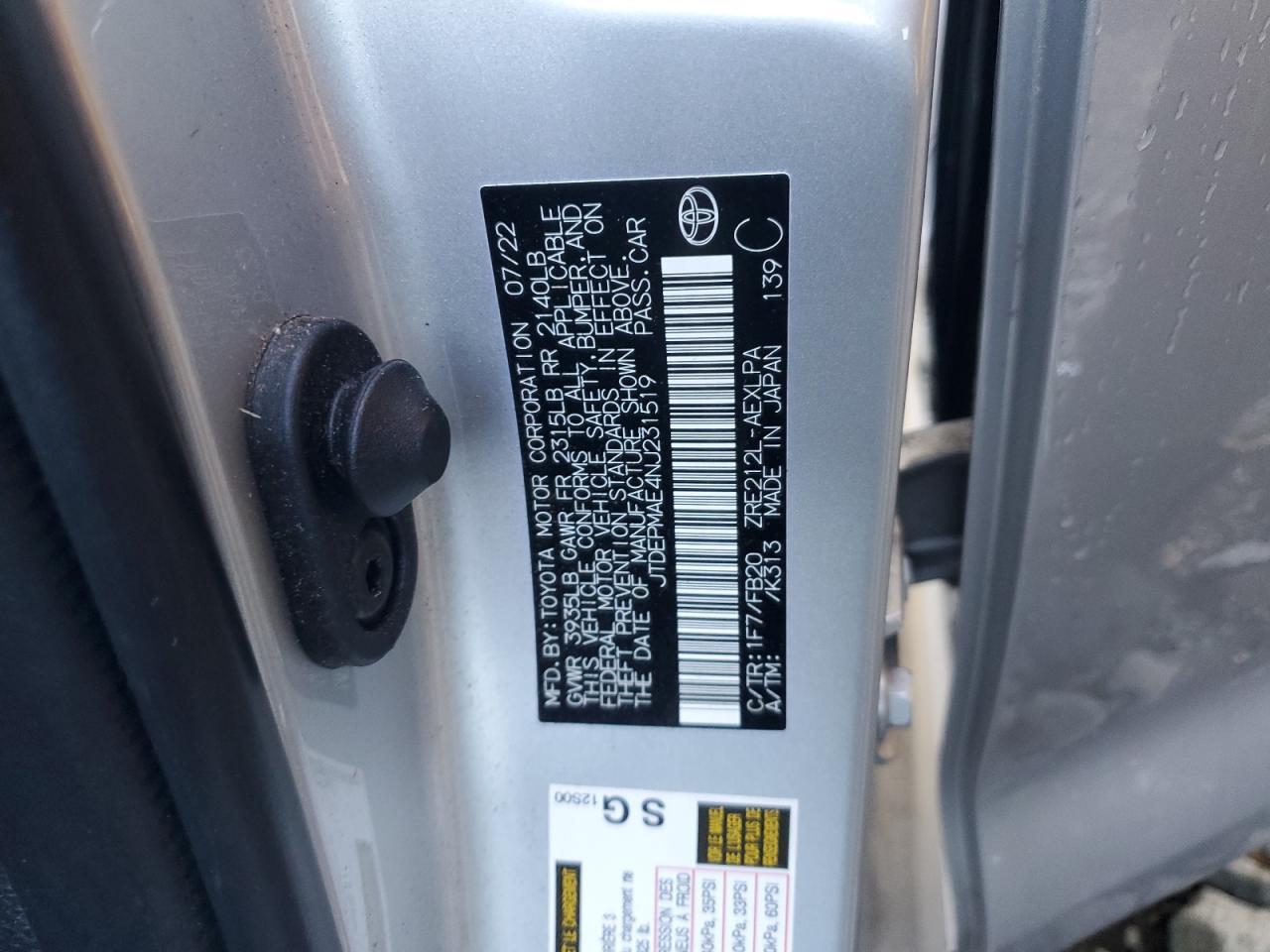 2022 TOYOTA COROLLA