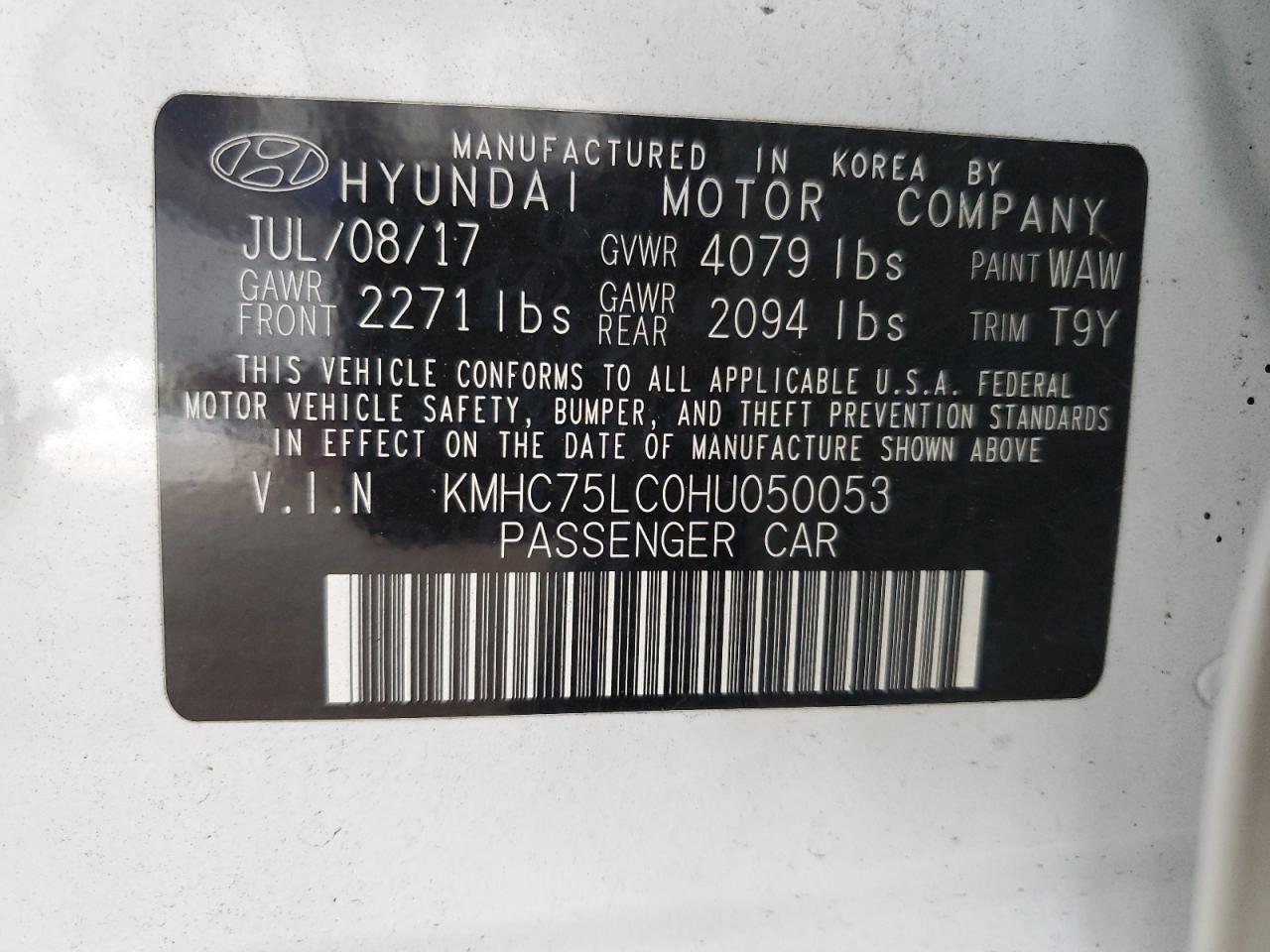 2017 HYUNDAI Ioniq