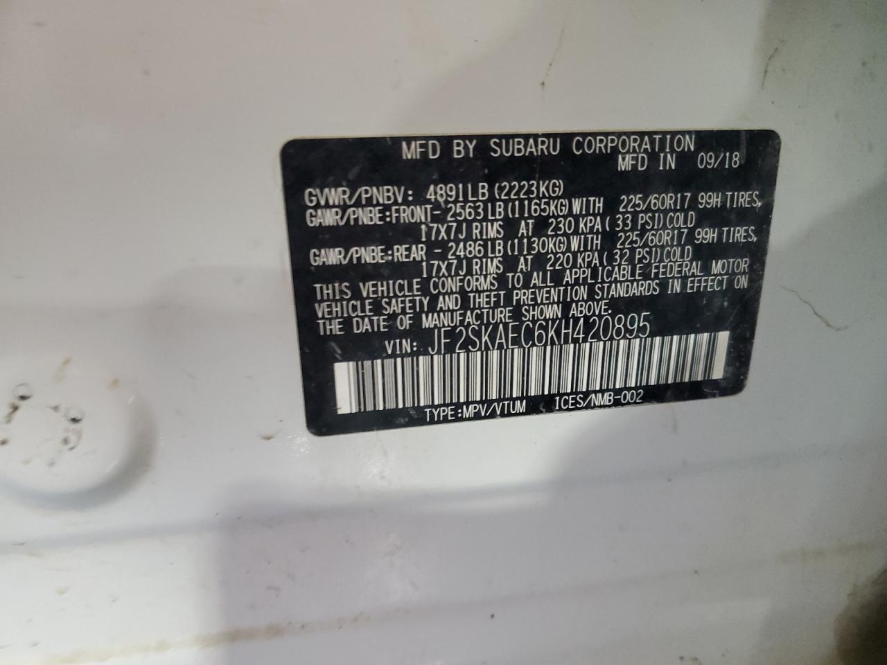 2019 SUBARU FORESTER