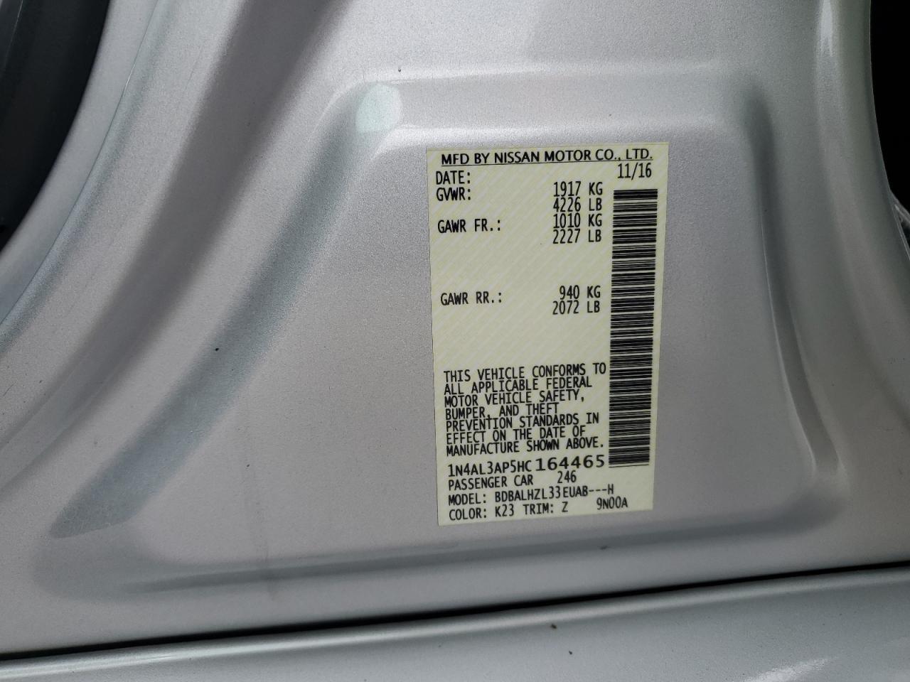 2017 NISSAN ALTIMA