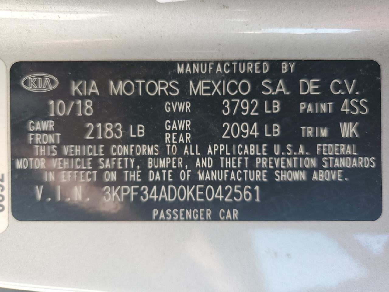 2019 KIA FORTE