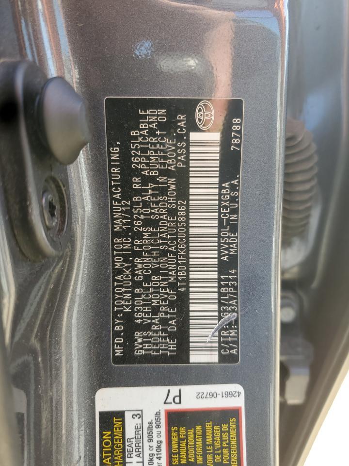 2012 TOYOTA CAMRY