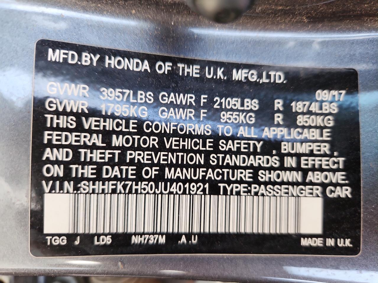 2018 HONDA CIVIC