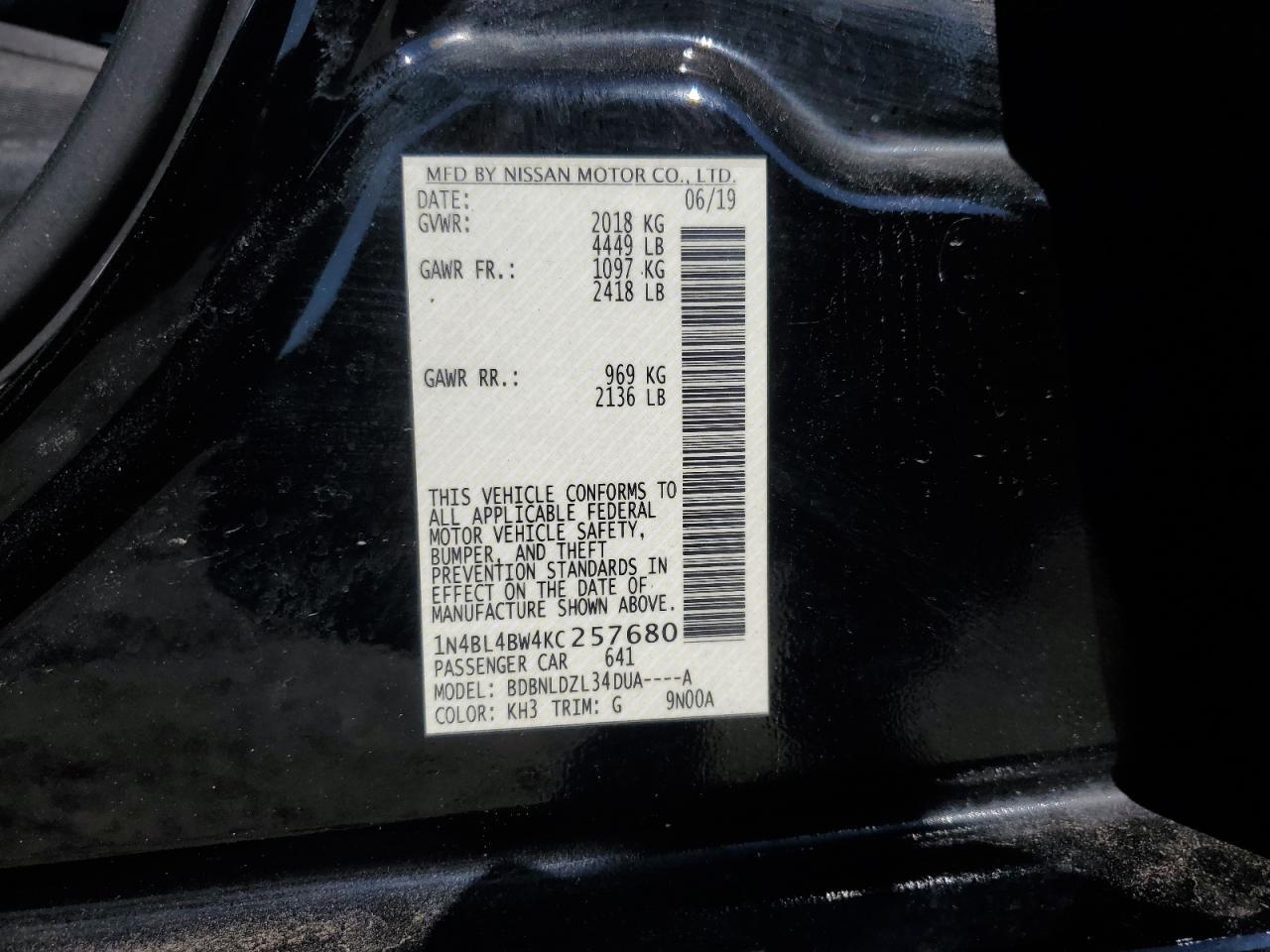 2019 NISSAN ALTIMA