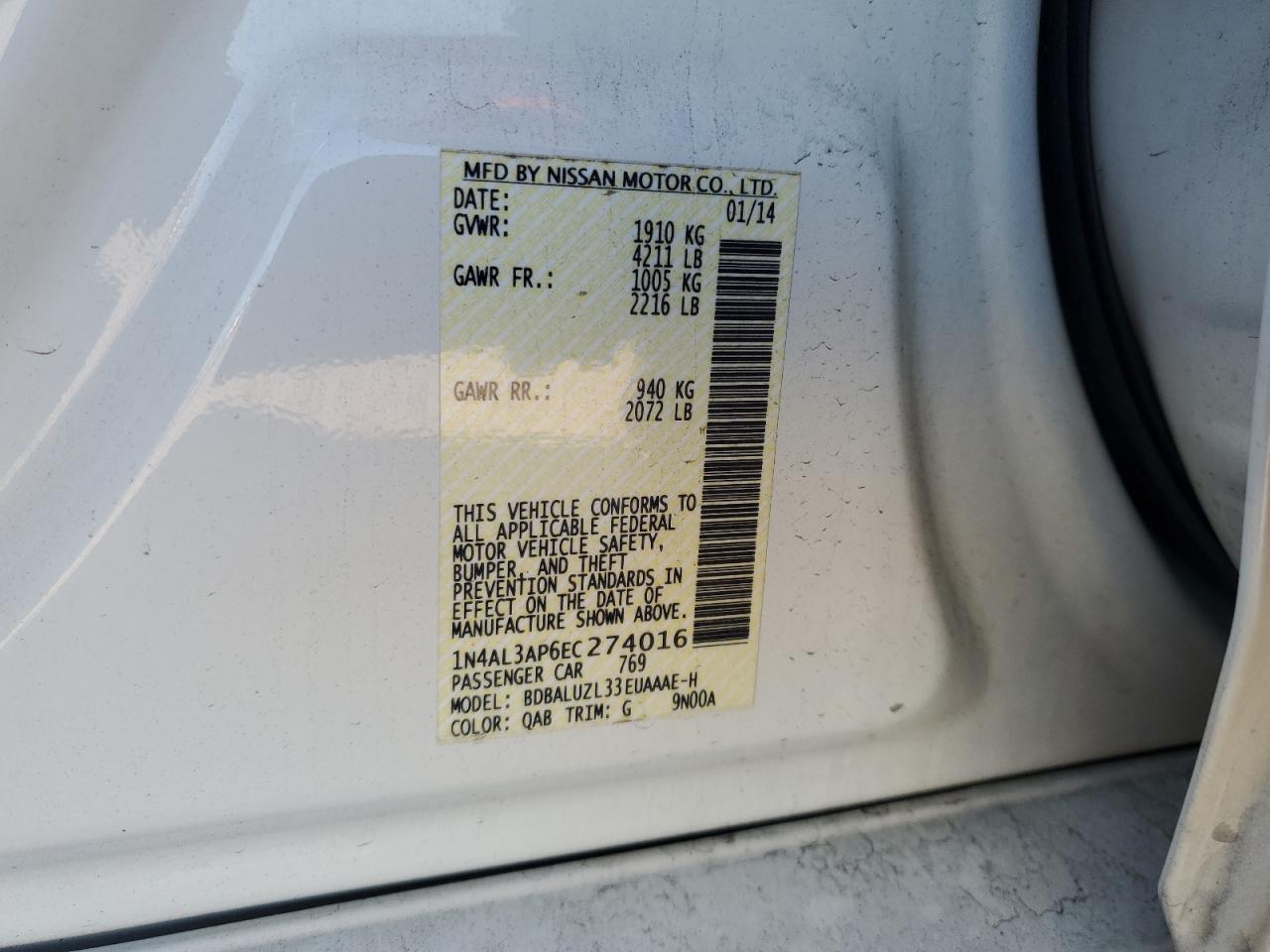 2014 NISSAN ALTIMA