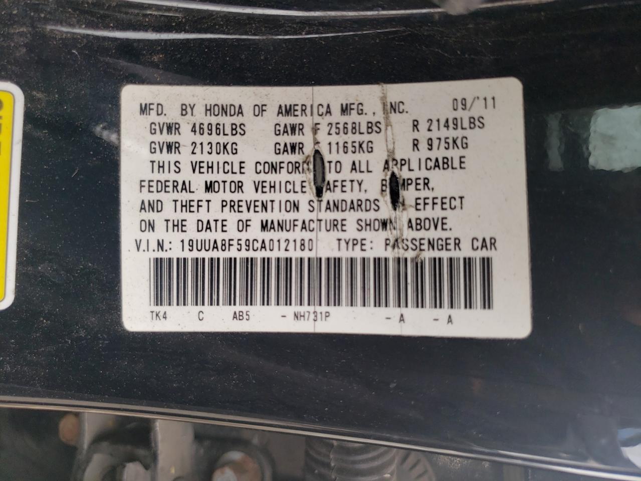 2012 ACURA TL