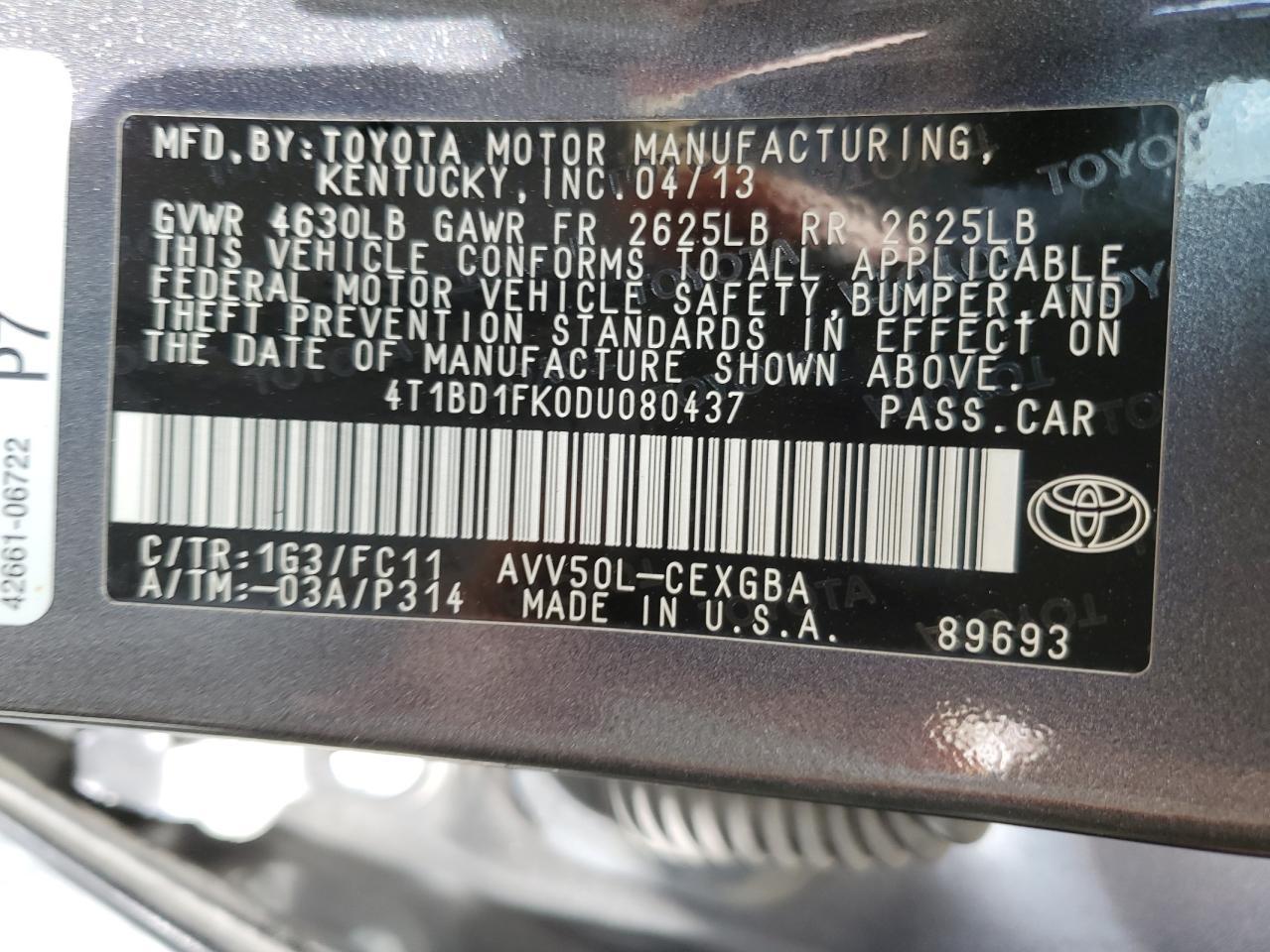 2013 TOYOTA CAMRY
