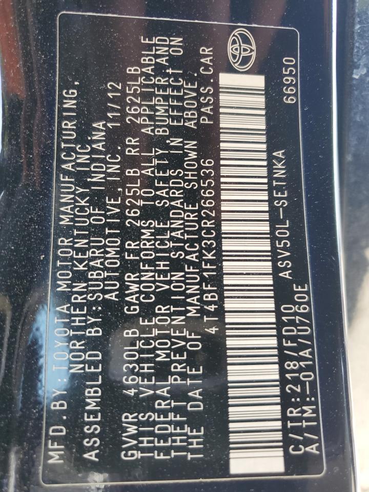 2012 TOYOTA CAMRY