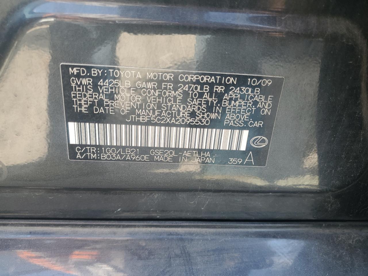 2010 LEXUS IS 250