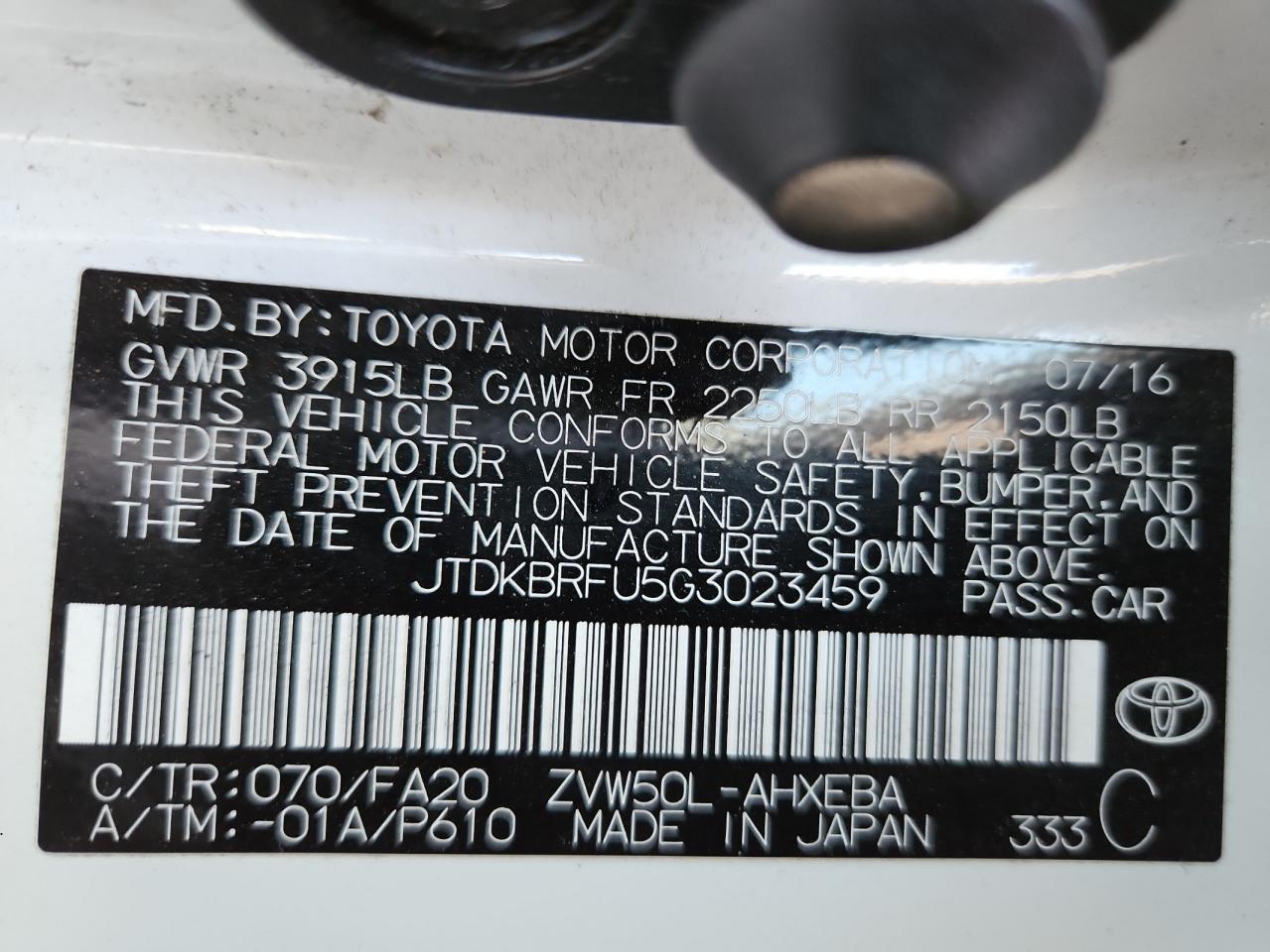 2016 TOYOTA PRIUS
