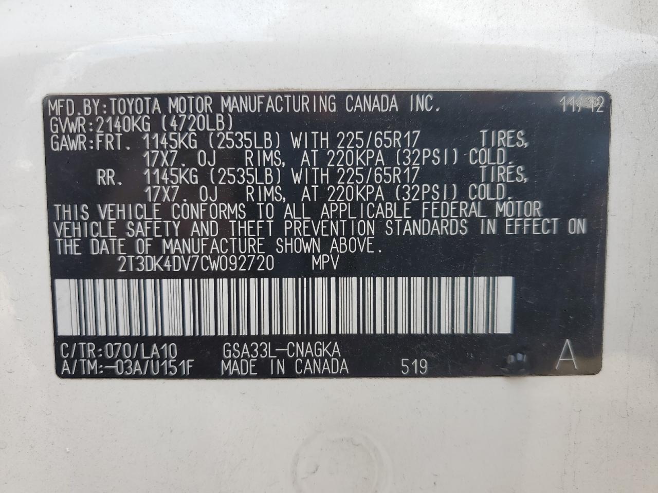 2012 TOYOTA RAV4