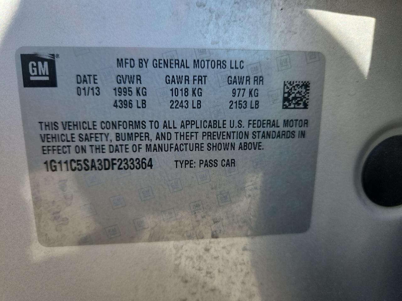 2013 CHEVROLET MALIBU
