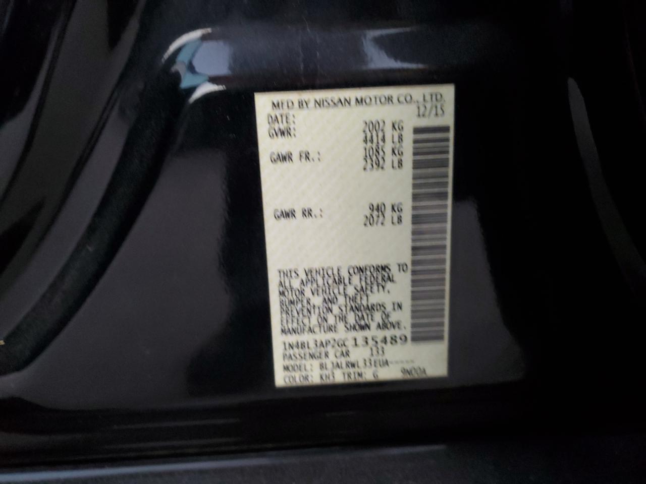 2016 NISSAN ALTIMA