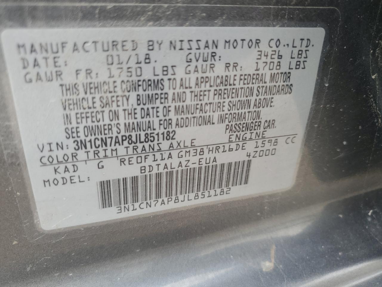 2018 NISSAN VERSA