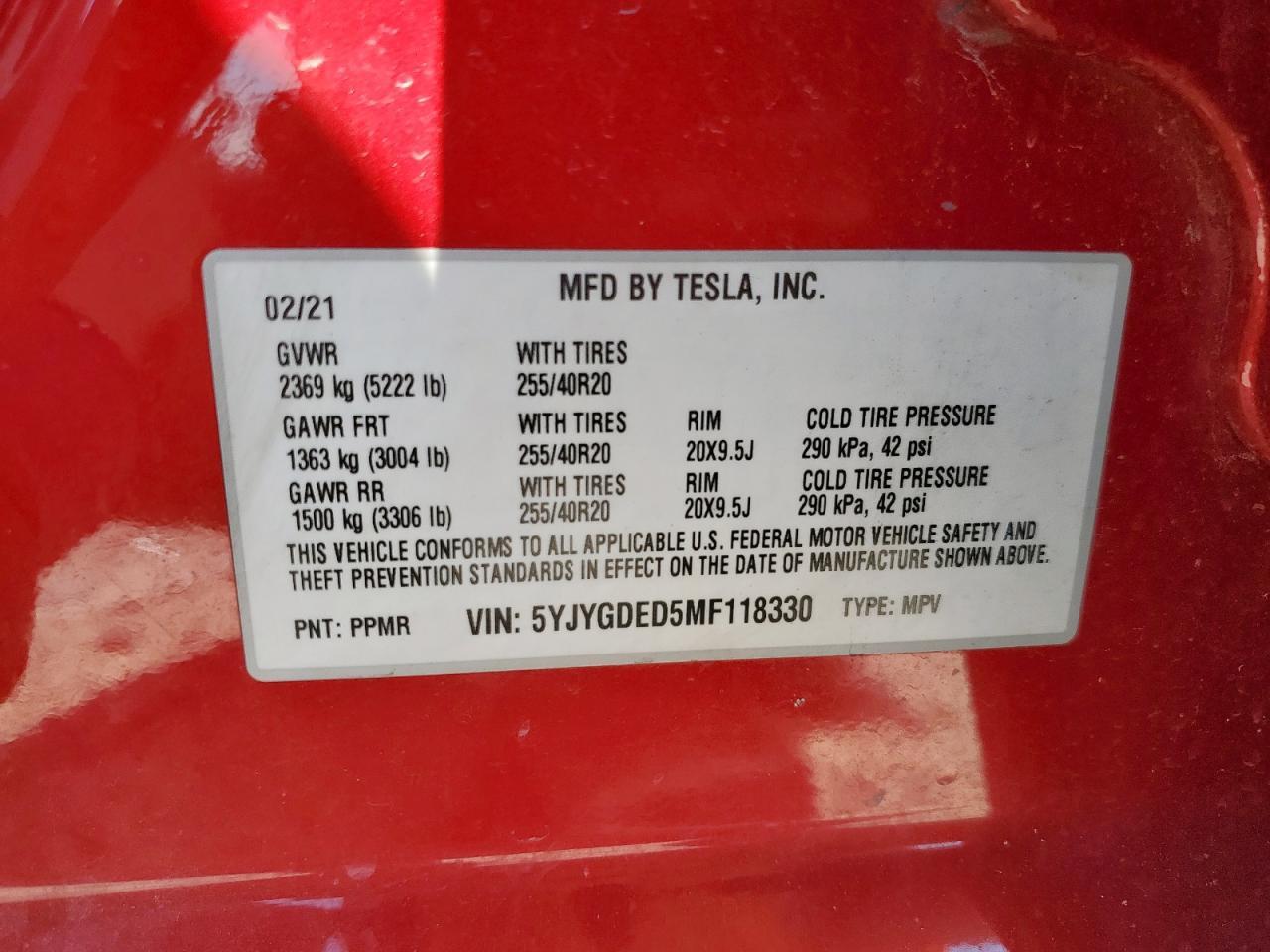 2021 TESLA MODEL Y
