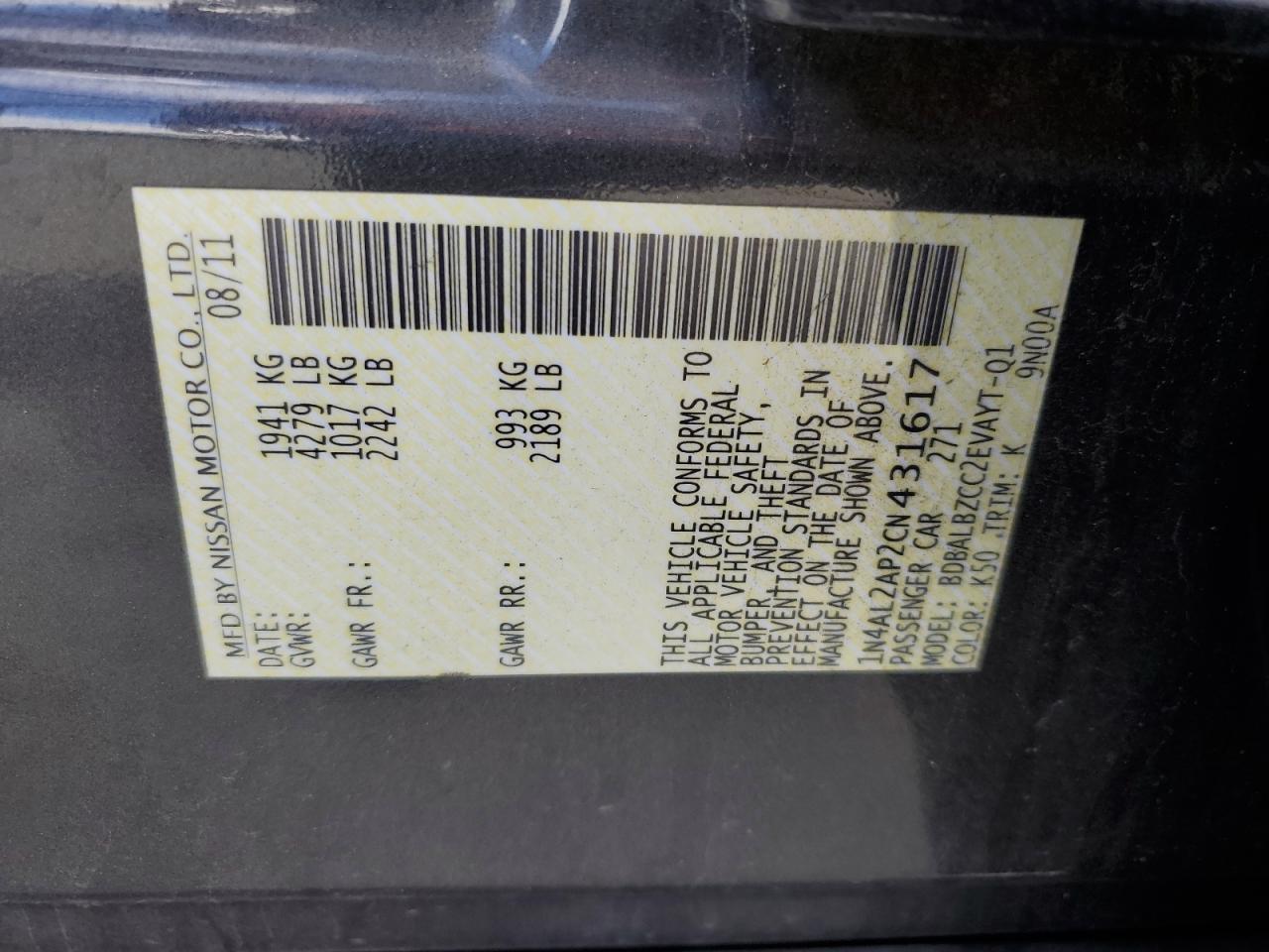 2012 NISSAN ALTIMA