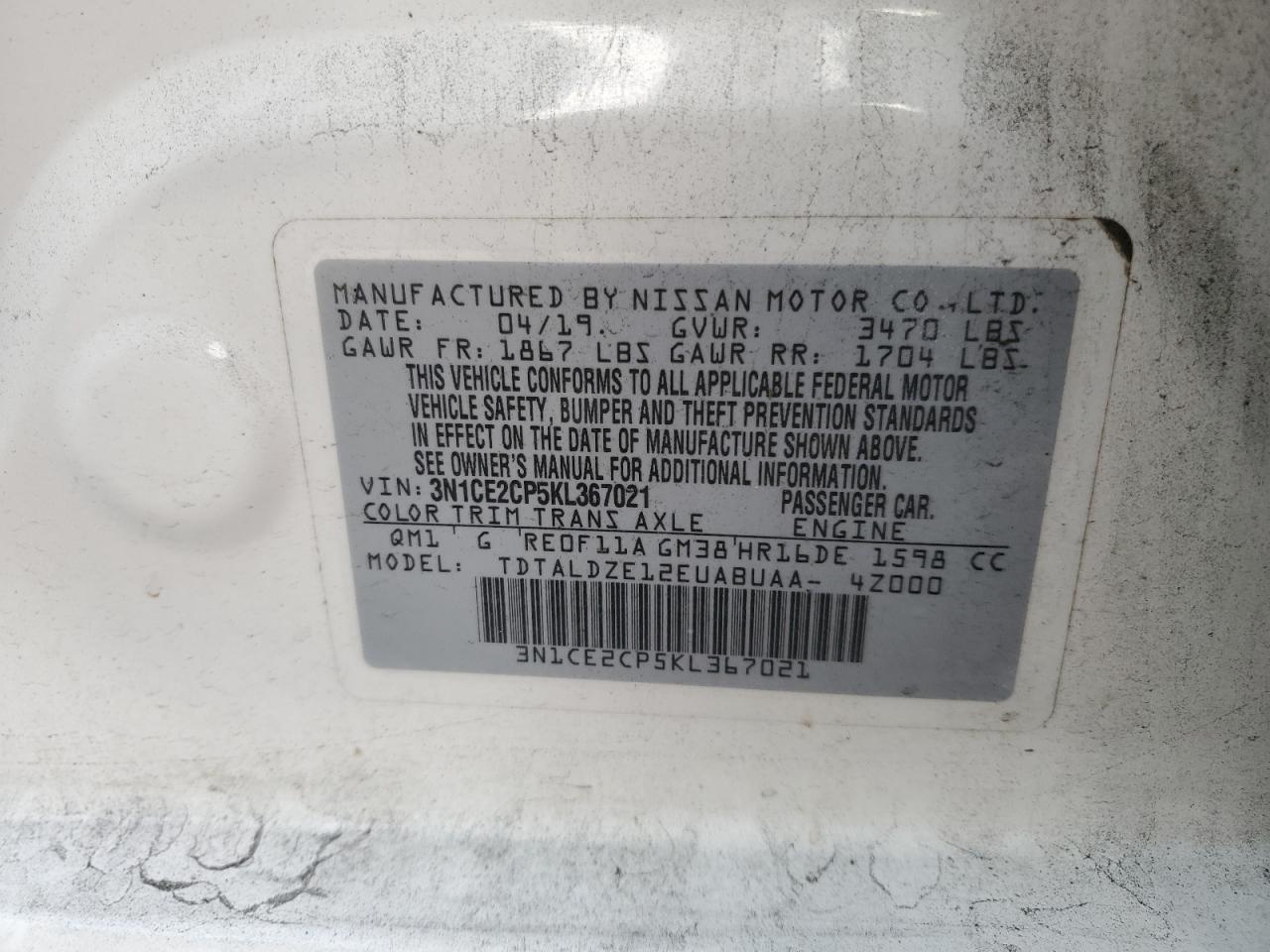 2019 NISSAN Versa Note