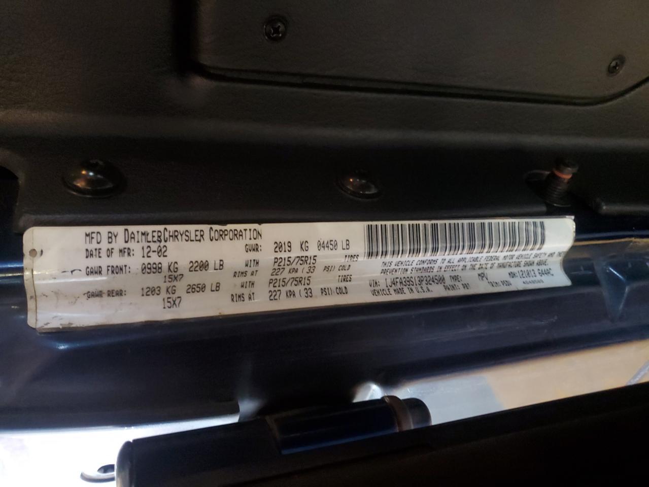 2003 JEEP WRANGLER