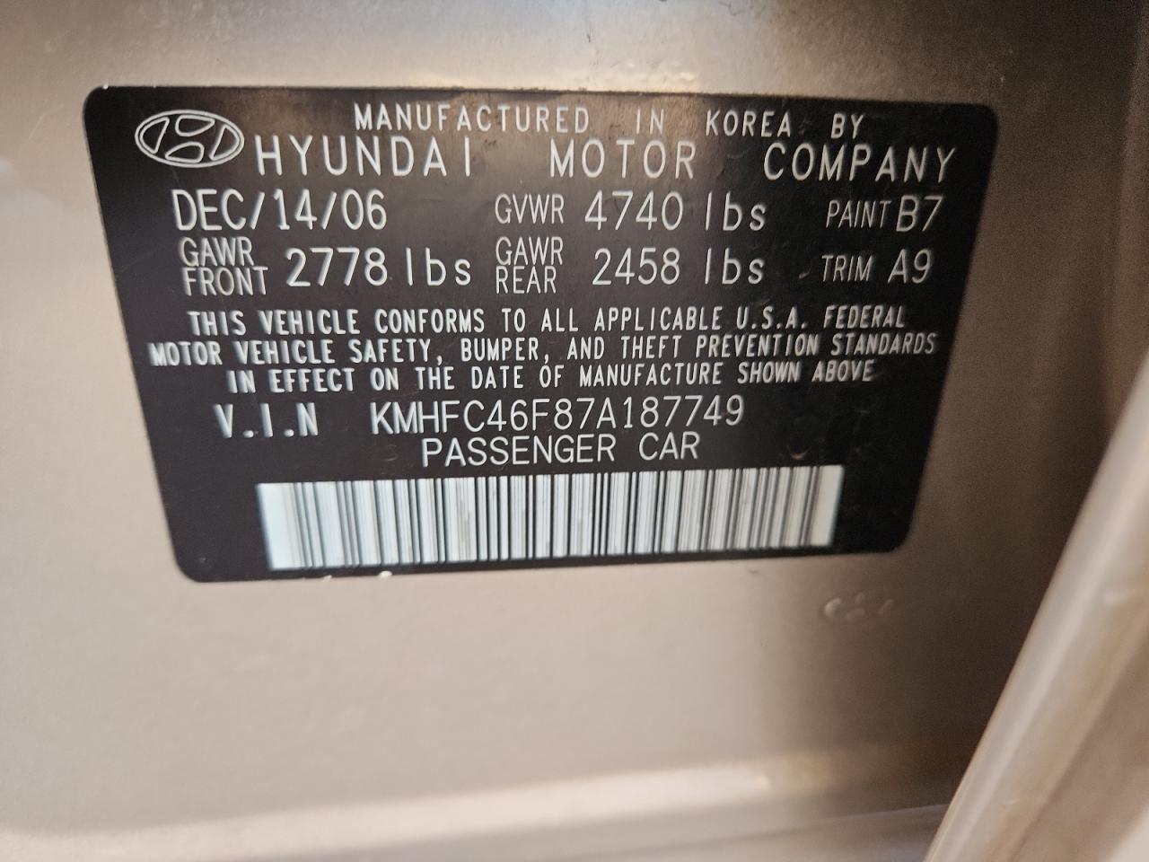 2007 HYUNDAI Azera