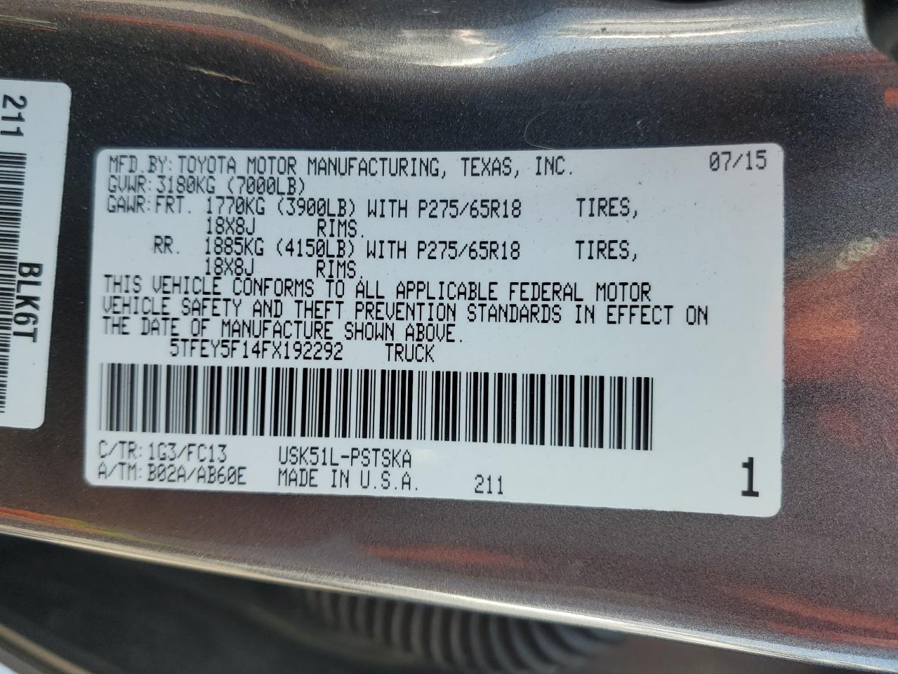 2015 TOYOTA TUNDRA