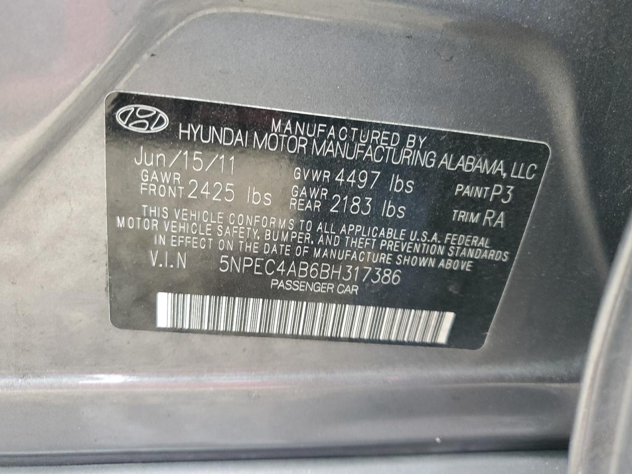 2011 HYUNDAI SONATA