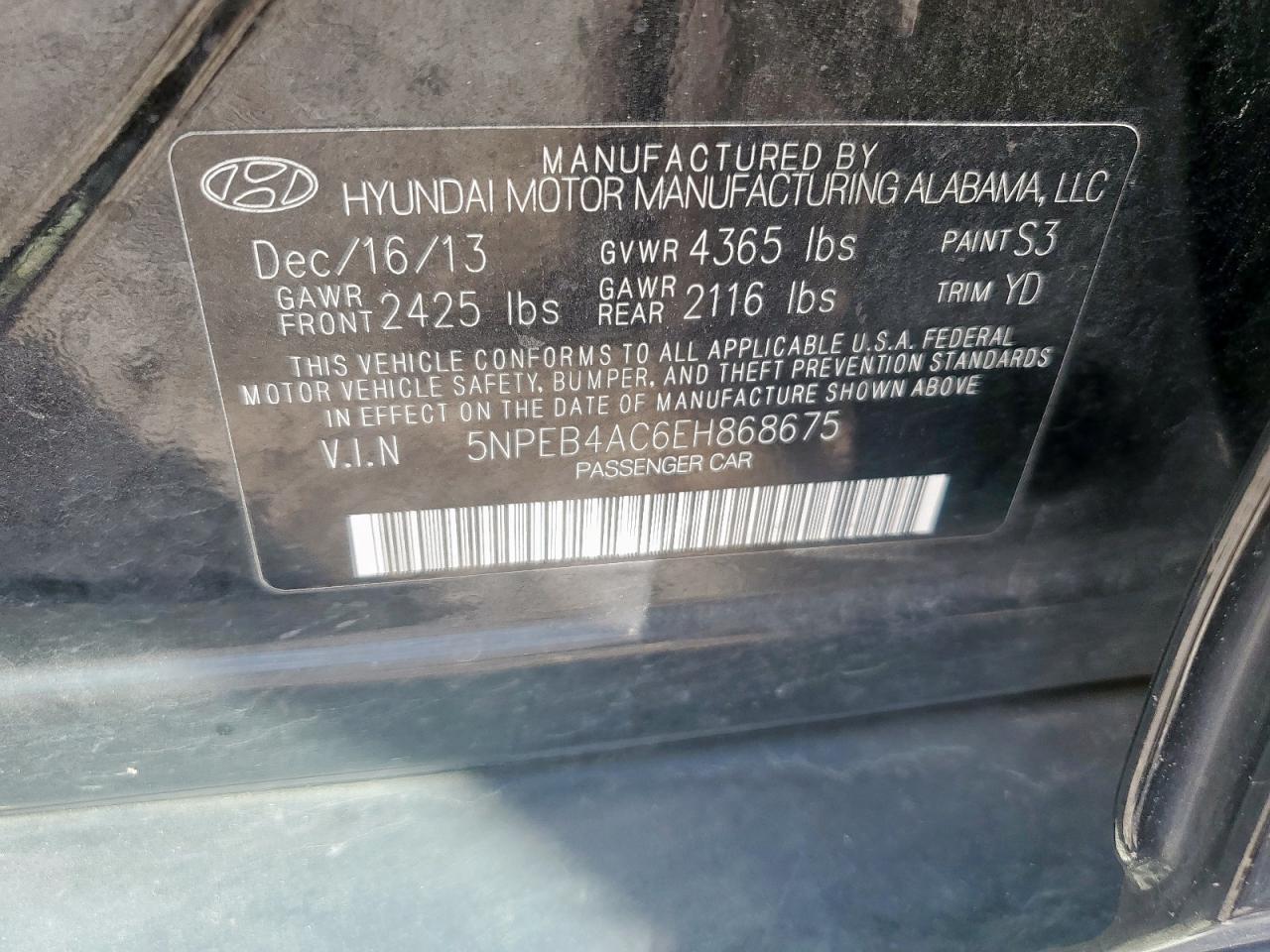 2014 HYUNDAI SONATA