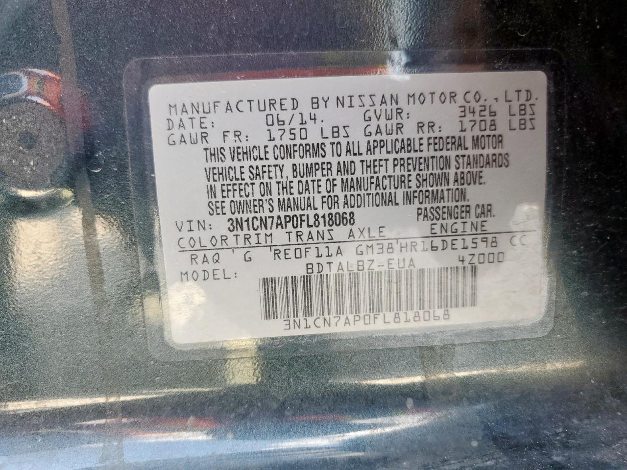 2015 NISSAN VERSA