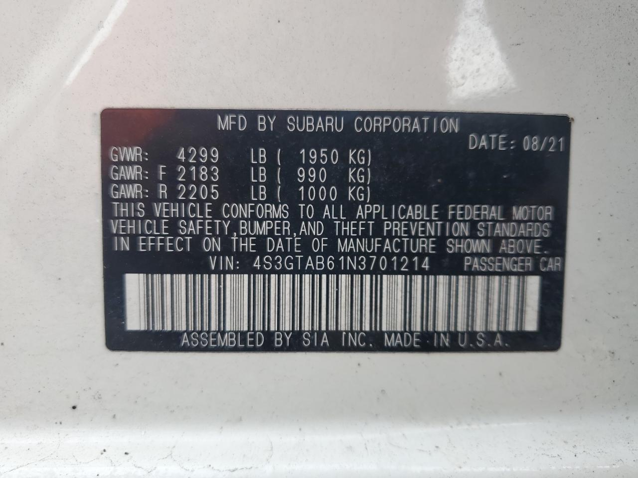 2022 SUBARU IMPREZA