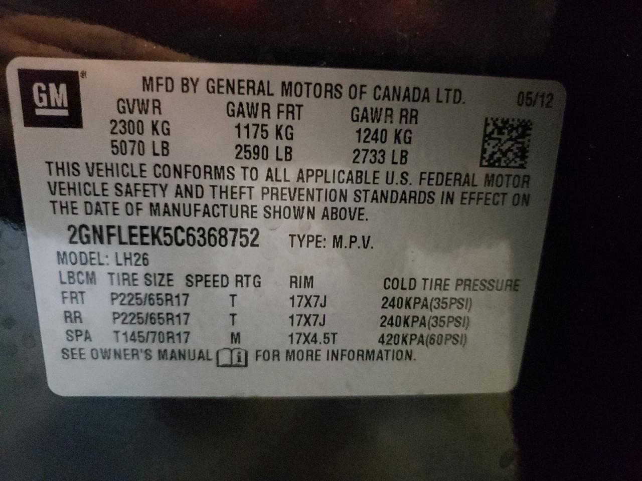2012 CHEVROLET EQUINOX