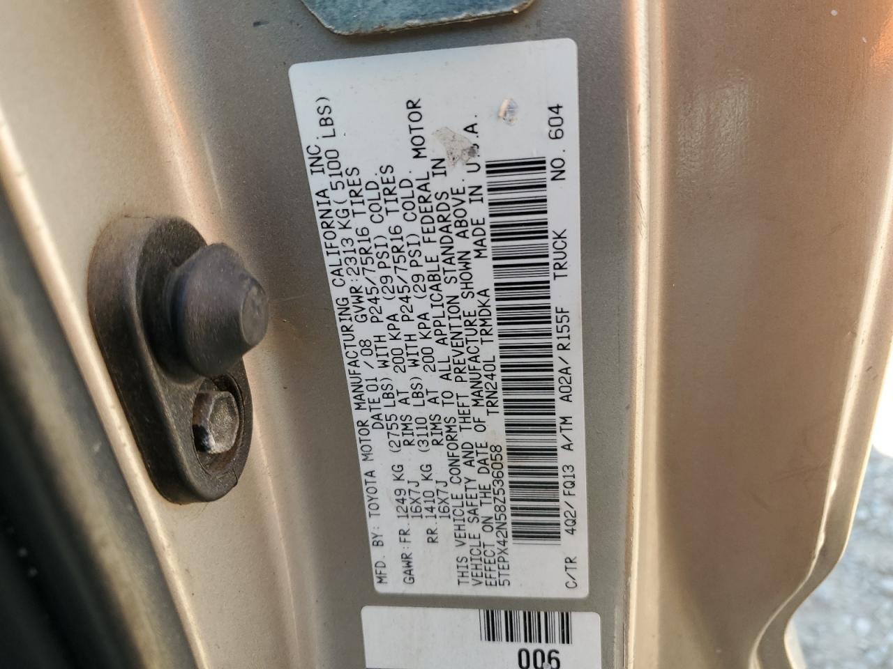 2008 TOYOTA TACOMA