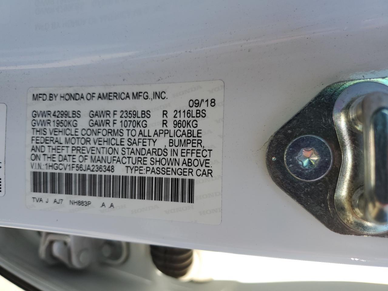 2018 HONDA ACCORD