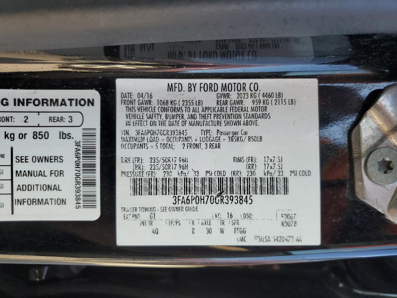 2016 FORD FUSION