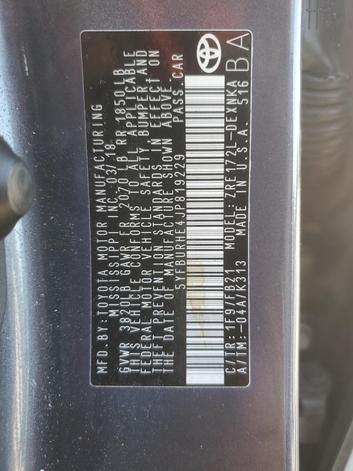2018 TOYOTA COROLLA