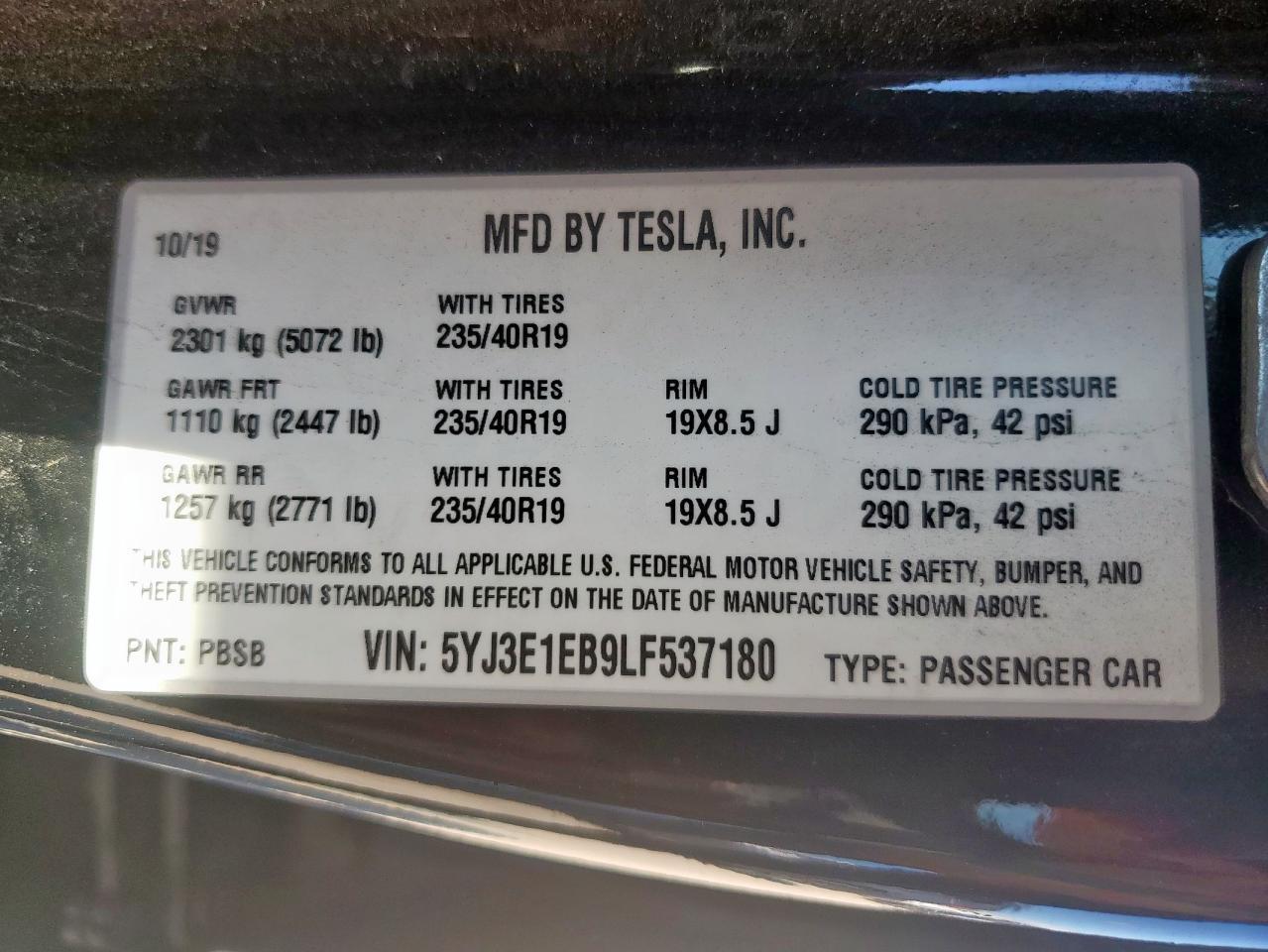 2020 TESLA MODEL 3