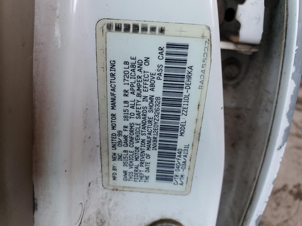 1999 TOYOTA COROLLA