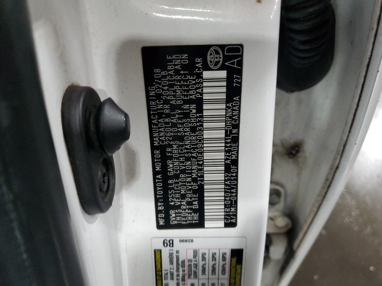 2009 TOYOTA COROLLA