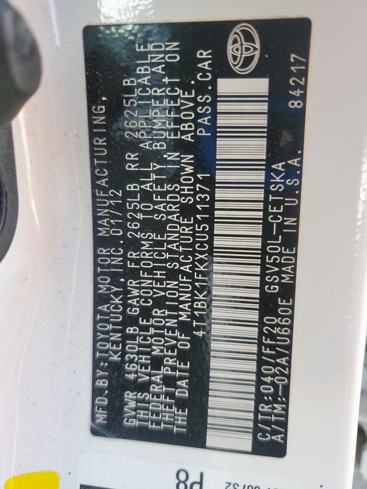 2012 TOYOTA CAMRY